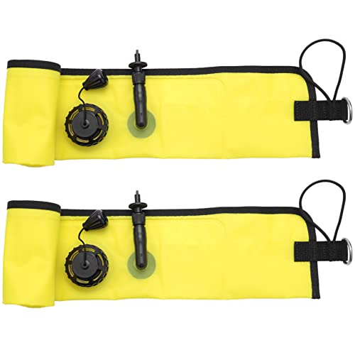 Bloepum 2X 1M Scuba Diving Inflatable SMB Signal Marker Buoy Visibility Float Signal Tube Sausage,Yellow
