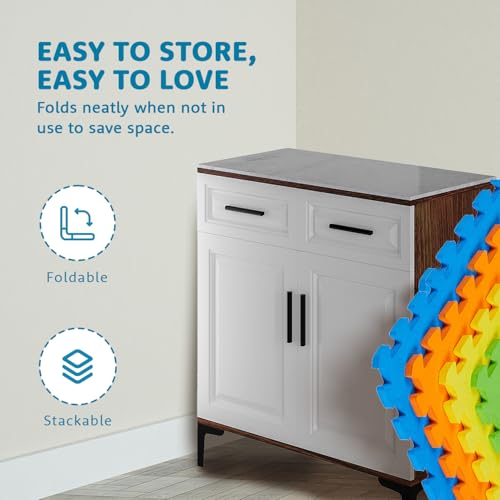 Image of Amazon Brand - Supples Interlocking Eva Foam Mat | Pack of 6 | 1.2 cm Thick | 60 x 60 cm | Activity Mat for Kids 6+ Months | for Home, School & Playground | Durable &Easy Storage | Multicolor