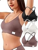 4Leezy Sports Bra for Women- Seamless Wireless Soft Bralette with Comfortable Padded and Nice Racerback Workout Tops Cami Crop Tank S-XXL