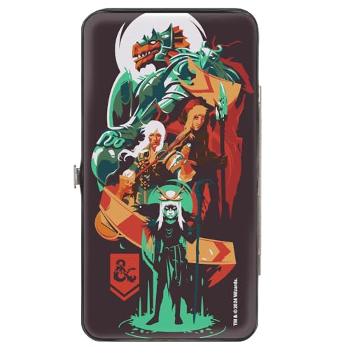 Buckle-Down Wizards of the Coast Wallet, Hinged, Dungeons and Dragons Character Collage Brown Multi Color, Vegan Leather2