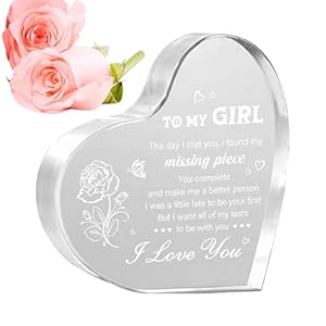 Acrylic Heart for Girlfriend: Romantic Valentine’s Day Love Decoration, Warm Lettering for Her