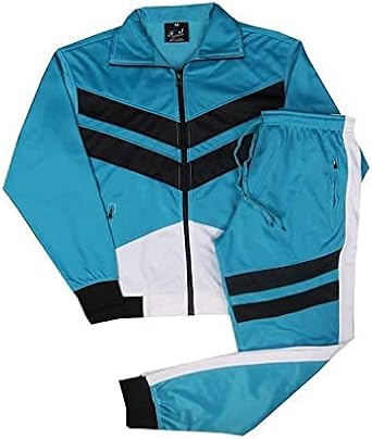 Mens Fashion Active Corale Design Open Bottom Jogging Tracksuit