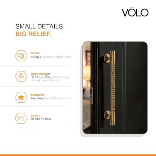 Image of VOLO Main Door Pull Push Handle for Main Entry | Interior Exterior Use | Modern Home Office Door Hardware Pull Handle | (Antique Brass, 8 Inch (200MM), Pack of 1 Piece (K-59))