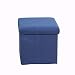 SND-A Tabouret Pliant en Coton et Lin Pouf de Rangement Pliable Repose-Pieds de Stockage carré,Multi-usages Anti-gaz et l'humidité-Preuve Coffre de Rangement Chargement Max 100 kg,Bleu,38 * 38 * 38CM