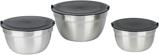 alpina Chicken Stainless Steel 3 Pieces - Stainless Bowl with Lid - Kitchen Mixing Bowl - Salad Bowls - Chicken with Lid