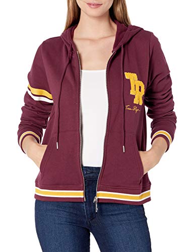 True Religion Women's Collegiate Long Sleeve Zip Up Hoodie, Ivy League, Large