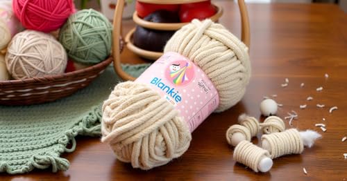 Image of GANGA Knitting Yarn Thick Chunky Wool, Blankie Light Mouse 400 GMS Best Used with Knitting Needles-VE Art-ADHG
