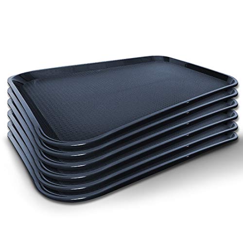 Image of Plastic Enrich Service Tray(Pack Of 6 Pcs) Black 16 * 12 Inches, Rectangular