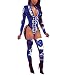 Sprifloral Women's Deep V Neck Long Sleeve Gold Printed Hollow Out Bodycon Jumpsuits Romper Clubwear