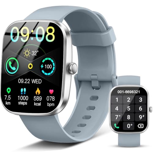 Image of Smart Watch(Answer /Make Call), 1.91 inchHD Smartwatch for Men Women with Heart Rate /Sleep Monitor /Pedometer /Calories, 113+ Sports Fitness Watch Tracker, IP68 Waterproof Step Counter for Android iOS-Gray