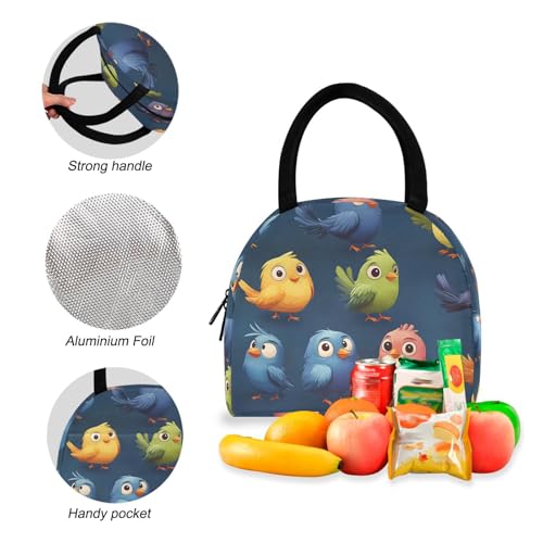 Backpack Lunch Box Set Large Capacity Travel Backpacks and Insulated Lunch Bag for Commute Hiking Picnic Cute Birds Print4