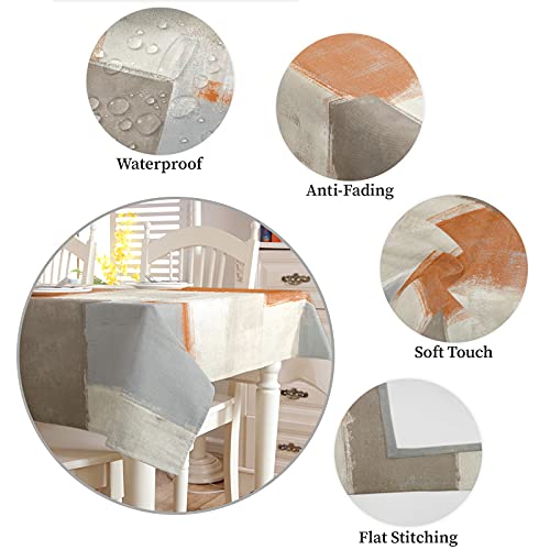 Burnt Orange Rectangle Table Cloth 60X120In For Dining Table Modern Abstract Art Anti-Wrinkle Tablecloth Waterproof Kitchen Table Cover For Birthday Party Graduation Party Outdoor Picnic #TOP4