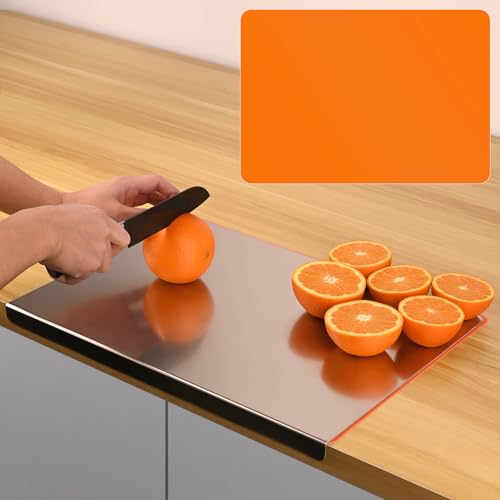 Wrbin Large Stainless Steel Cutting Boards with Counter Lip, Cutting Board with Silicone Mat for Meat, Fruits, Vegetables, Bread (15.7 x 11.8 Inch)