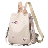 Bolsa Mochila Feminina Ombro Pequena Bordada Espaçosa Atemporal (Creme)