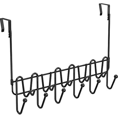 Deco Brothers Supreme Over The Door 11 Hook Organizer Rack, Black Cover