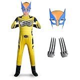 Poterloy Boys Hero Cosplay Bodysuit Halloween Spandex Jumpsuit with Plastic Mask Wolve Claws