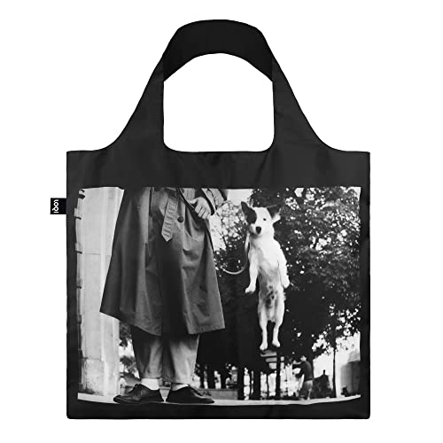 LOQI Elliott Erwitt - Dog Jumping Recycled Bag,Black/White, 50 x 42 cm