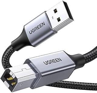 UGREEN USB B Cable, 6.6 FT USB A to B Nylon Braided Printer Cable High Speed USB 2.0 Cable Compatible with Epson, Canon, HP, Brother, Dell, Samsung, Piano, DAC, Lexmark, Xerox, and More