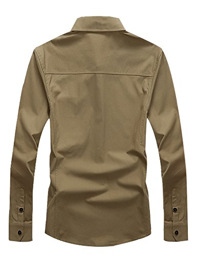Xtapan Men's Casual Long Sleeve Button Down Shirt With Point Collar Khaki Us S #TOP2