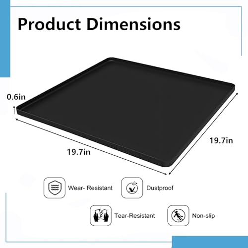 Image of Mini Fridge Mat,19.7x19.7x0.6 Inch Silicone Protective Drip Tray with Raised Edge - Leak Proof Floor Guard for Water Dispenser, Washer, Dryer, Pet Bowls - Easy Clean & Foldable(2 Pack)