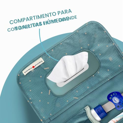 Miniatura 3 de Jubi Bolsa Pañales Bebé Con Cambiador Portátil Compacta, Gran Capacidad, Organizador Práctico Para Viaje Y Carrito Verde-Azul