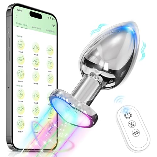 Vibrator Butt Plug Anal Plug with Flashing Light Base Anal Sex Toys for Men Vibrator (Small)