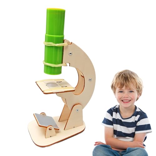Kindermikroskop – Kindermikroskop, ansprechende Kleinkindmikroskope, Holzmikroskop-Set, Holzmikroskop-Wissenschaftsset mit mehrfacher Vergrößerung, wissenschaftliches Frühlernspielzeug für Pflanzen