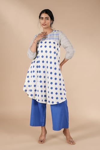 Image of Women's Regular Fit Cotton Polka Print Tunic Kurti