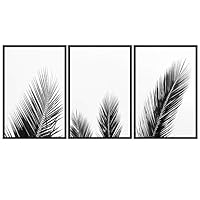 3 Piece Framed Canvas Wall Art Black and White Tropical Leaves Canvas Prints Home Artwork Decoration for Living Room,Bedroom - 16