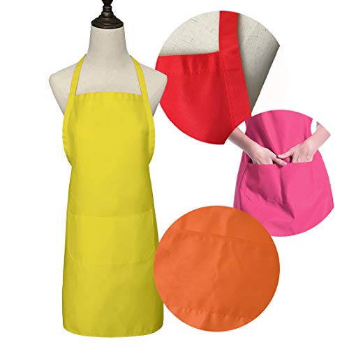 Xeeyaya 9 Pack Multicolored Bib Apron For Women Adult Girls Ladies With Pockets - Kitchen Aprons Bulk For Cooking Painting Bbq Grilling Baking (9 Pack, Multicolored) #TOP5