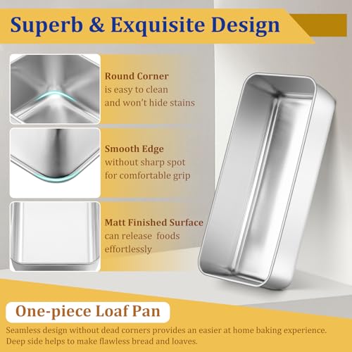 Onader 3lb Loaf Tin, Stainless Steel Large Bread Loaf Pan for Baking Banana Bread, Meat Loaf, Lasagna and Cake, Healthy & Sturdy, Oven & Dishwasher Safe, 31.5X 13.7X 7.5 cm - Image 4