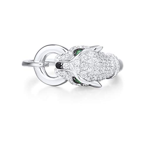 Santuzza Panther Ring 925 Sterling Silver Leopard Rings Cubic Zirconia Green Spinel Jaguar Jewelry2