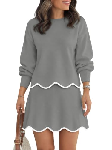 Womens 2 Piece Skirt Sets Fall Knit Sweaters and Mini