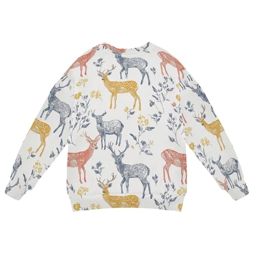 JUNZAN Aesthetic Deer White Kids Girls Hooded Sweatshirt Long Sleeve Fall Tops Shirts Athletic 4T2