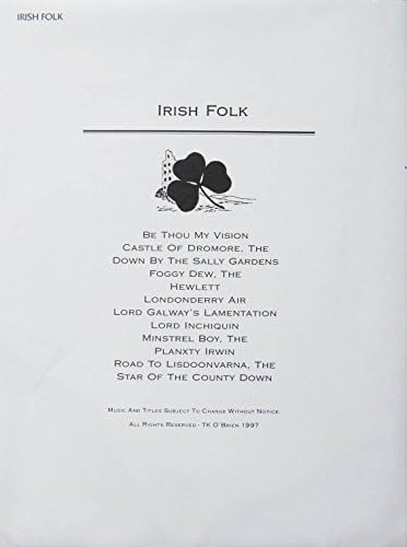 Irish Folk Music Pack for TK O’Briens Lap Harp
