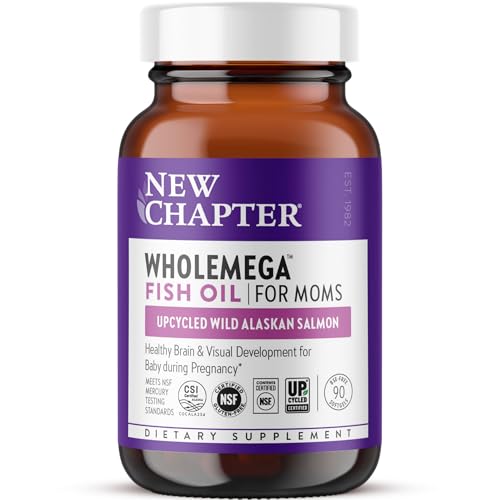 New Chapter Wholemega for Moms Fish Oil Supplement, Tiny Capsules, 2000mg per Serving, Prenatal DHA...