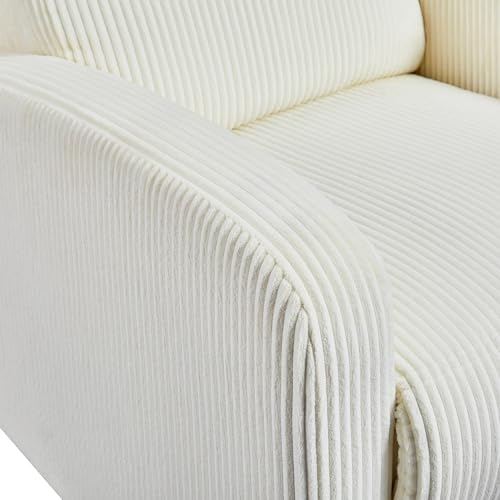 Yaheetech Recliner Armchair Single Padded Seat Corduroy Fabric Sofa Lounge Home Living Room Theater Adjustable Leg Rest and Reclining Functions Beige - Image 8