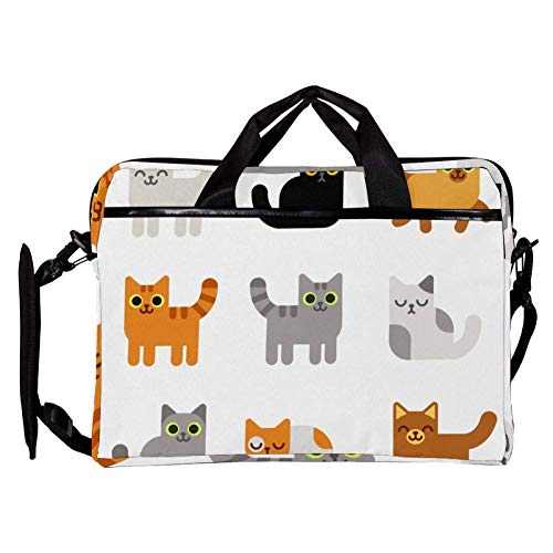 Maletín para portátil de 14 pulgadas antigolpes con estampado de gato y asa desmontable 3