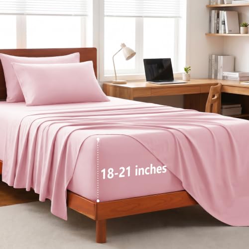 Image of CozyLux 4-Piece Twin XL Sheets, Fits 18-21 Inch Mattresses, Oeko-TEX