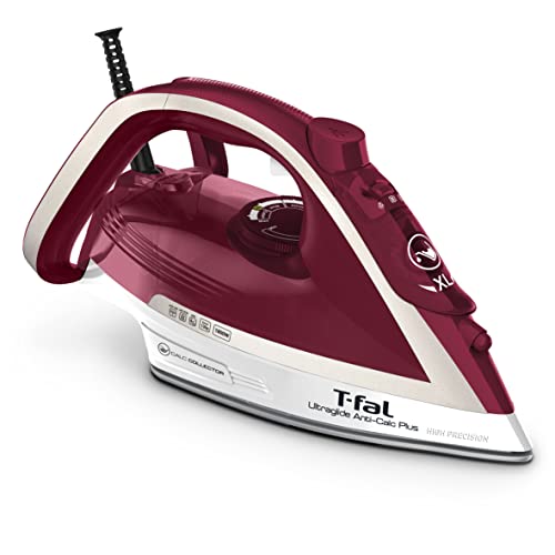 T-Fal Ultraglide Steam Iron for Clothes Durilium Soleplate, Precision Tip, Anti-Drip, Anticalc Technology,1800 Watts Ironing, Steaming, Spring cleaning