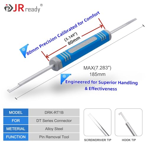 Image of JRready DRK-RT1B Deutsch Pin Removal Tool, Pin Socket Contact /Wedgelock Removal Tool, Suitable for Deutsch DT, DTM, DTV, DRB, DRCP and Strike Connectors (Pack of 2)