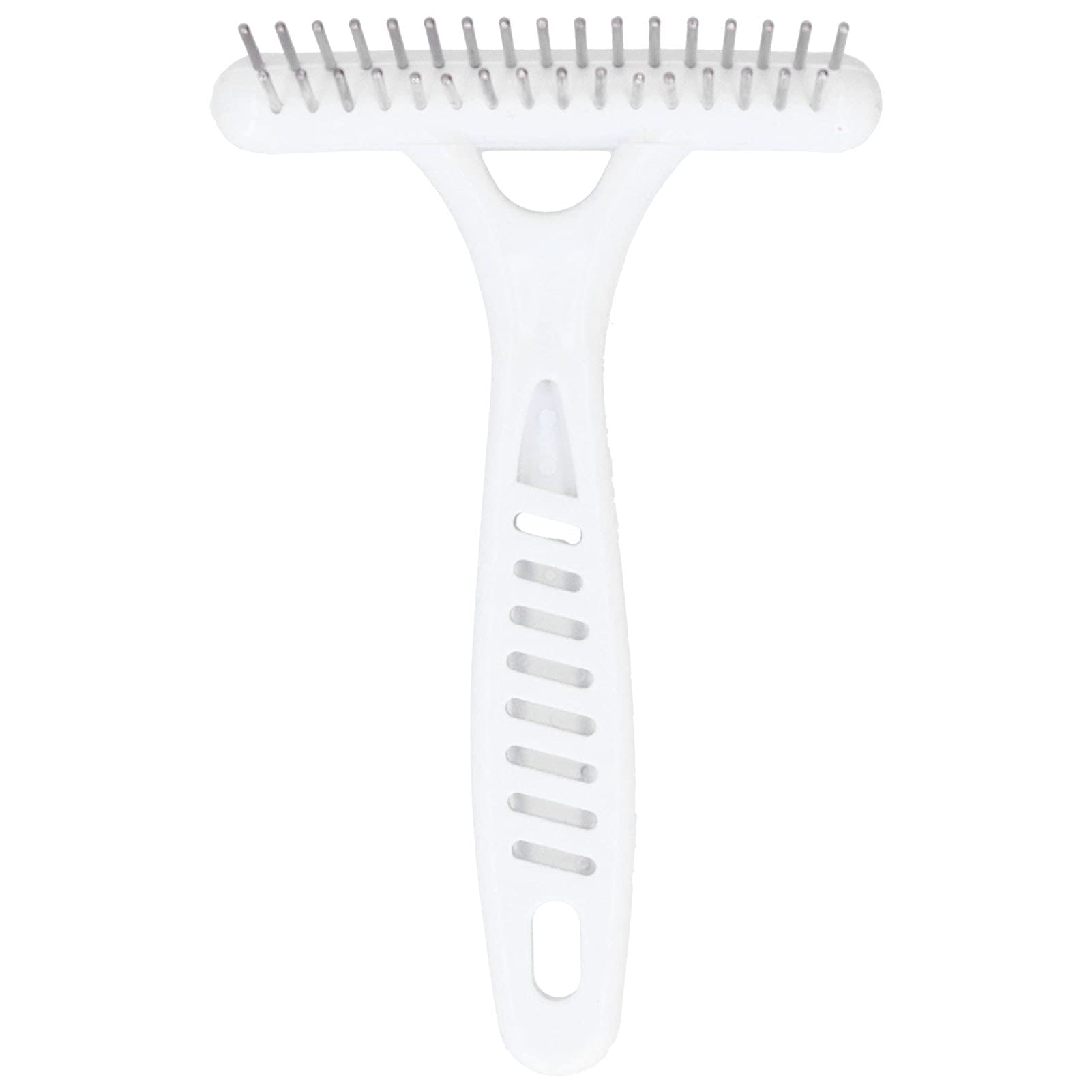 FUZHUI Pet Double Row Rake Dog Deshedding Comb, Sturdy Undercoat Rake for Dog Hair Removal, Ergonomic Non Slip Handle, Professional Pet Grooming Tool, PP Plastic and Metal Material