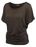 MBJ WT817 Womens Dolman Drape Top with Side Shirring XXL BROWN