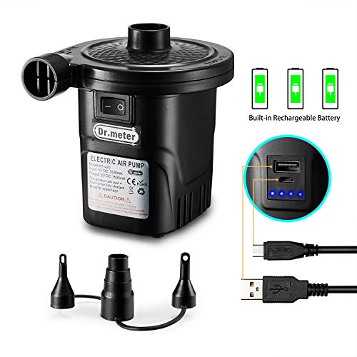 Rechargeable Air Pump, Dr.meter HT-420 Portable Electric Air Pump 4000mAh Quick-Fill Inflator Deflator Air Mattress Pump (Rechargeable Air Pump)