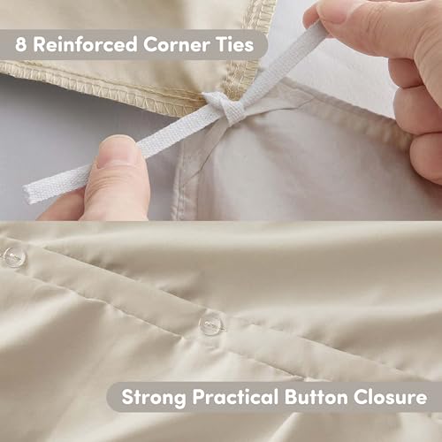 Image of Nestl Twin Duvet Cover Set Cream - Soft Double Brushed Duvet Set with Button Closure & Corner Ties, 2 Piece Luxurious Pinch Pleated Duvet Cover Set 68x90 Inches with 1 Pillow Sham