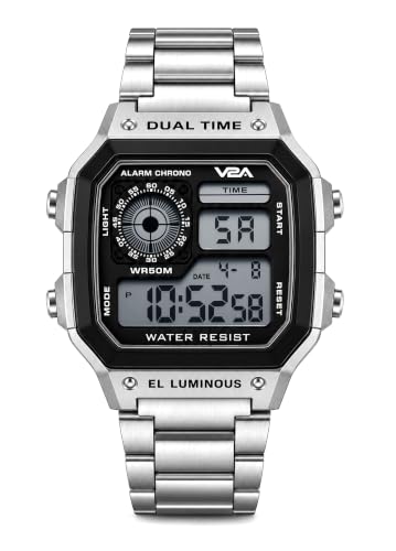 V2A Stainless Steel Unisex Multifunction Digital Sports Watch - Image 2