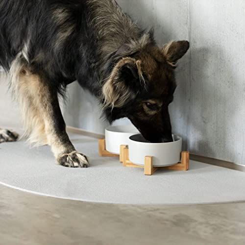 SanoZoo® Napfunterlage - Öko-TEX - Made in Germany - rutschfeste Futtermatte für Hunde & Katzen 80x80cm Grau, wasserfest