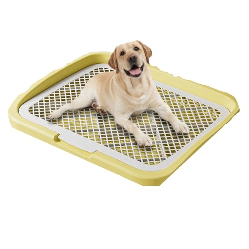 DancJulie犬 トイレトレー ワイド はみ出し防止 大型犬対応 お手入れ便利 犬用小便器 中型犬 排泄 イエロー (ラージタブレアプリコットイエロー)