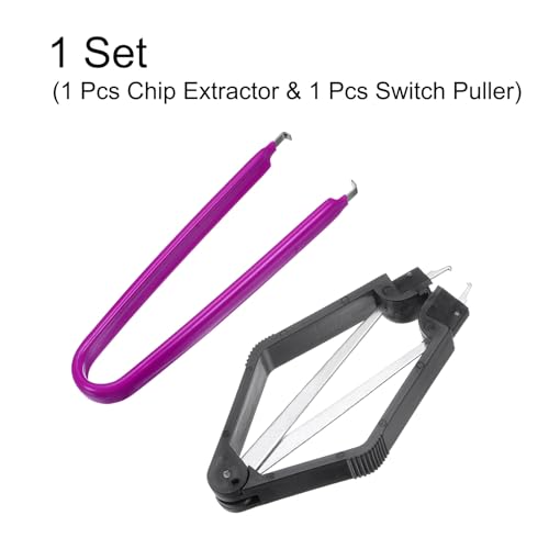 Image of uxcell IC Chip Extractor 100mm Stainless Steel with U Shape IC Chip Switch Puller Purple for Component Motherboard, 2pcs