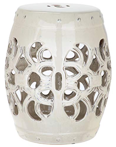 Safavieh Imperial Vine Ceramic Decorative Garden Stool, Cream